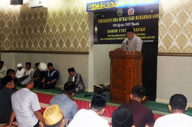 
					Kodim 1707/Merauke Gelar Peringatan Istrahat Mi’raj Nabi Muhammad SAW 1446 H/2025 M