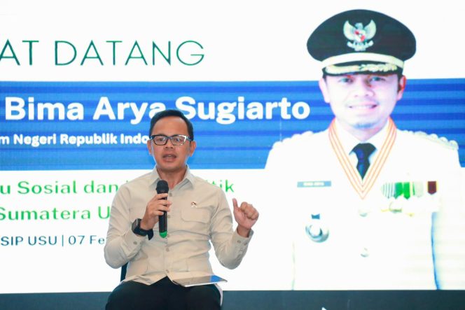 
 Berikan Kuliah Umum di USU, Wamendagri Bima Arya Tegaskan Revisi UU Pemilu Masih Dikaji