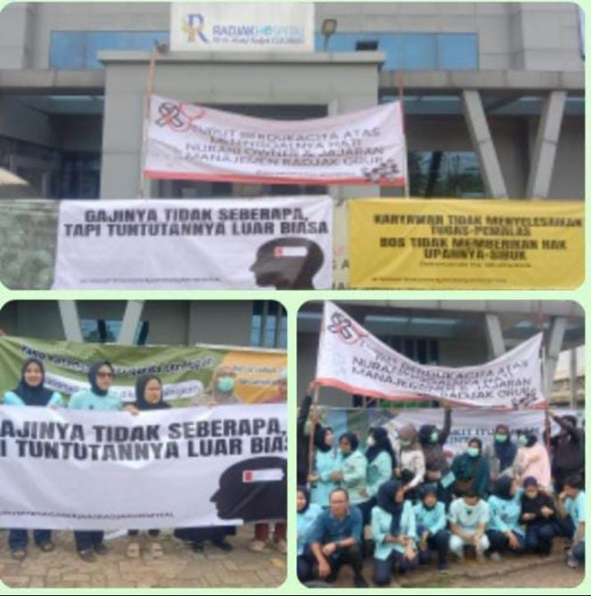 
 Ratusan Karyawan Rumah Sakit Rdajak Hospital Gelar Aksi Tuntut Pembayaran Gaji 100 %
