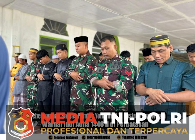 
					Kebersamaan Satgas Pamtas Yonarmed 11 Kostrad dan Warga Warnai Idul Adha 1446 H di Perbatasan