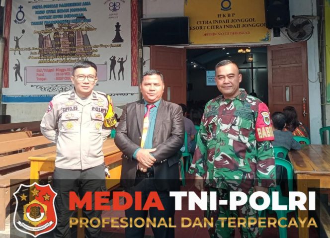 
 Bhabinkamtibmas dan Babinsa Polsek Jonggol Kawal Ibadah Umat Nasrani di Citra Indah