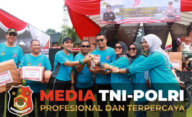 
 Semarak Hari Bhayangkara ke-79, Polres Lampung Timur Gelar Senam dan Olahraga Bersama